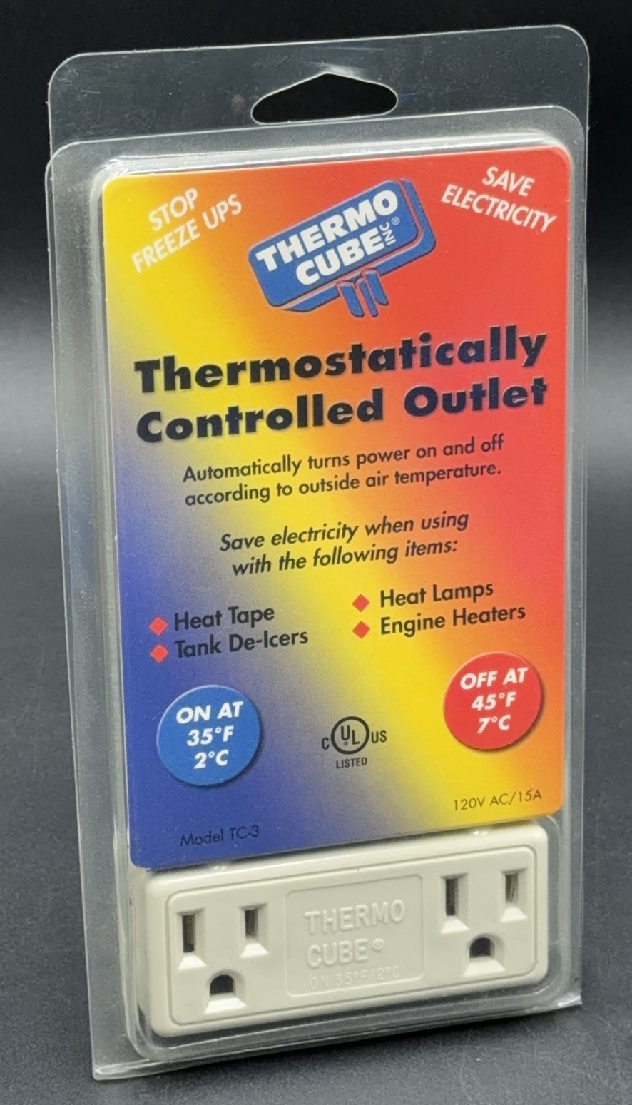 Thermo Cube: Thermostatically Controlled Outlet - Item #TC-3 (120VAC/15A) New