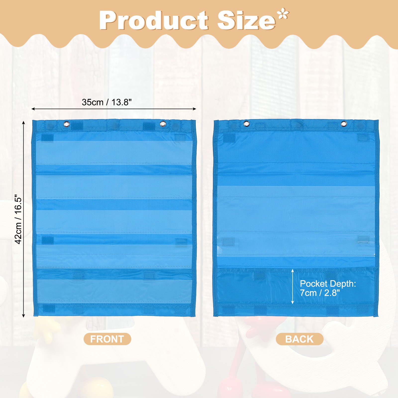 Magnetic Pocket Chart, Small Pocket Chart for Classroom Hanging, Blue