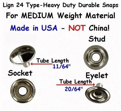 10 Sets 40 pcs - NICKEL finish ~ MEDIUM size Material LEATHER SNAP KIT W/TOOL