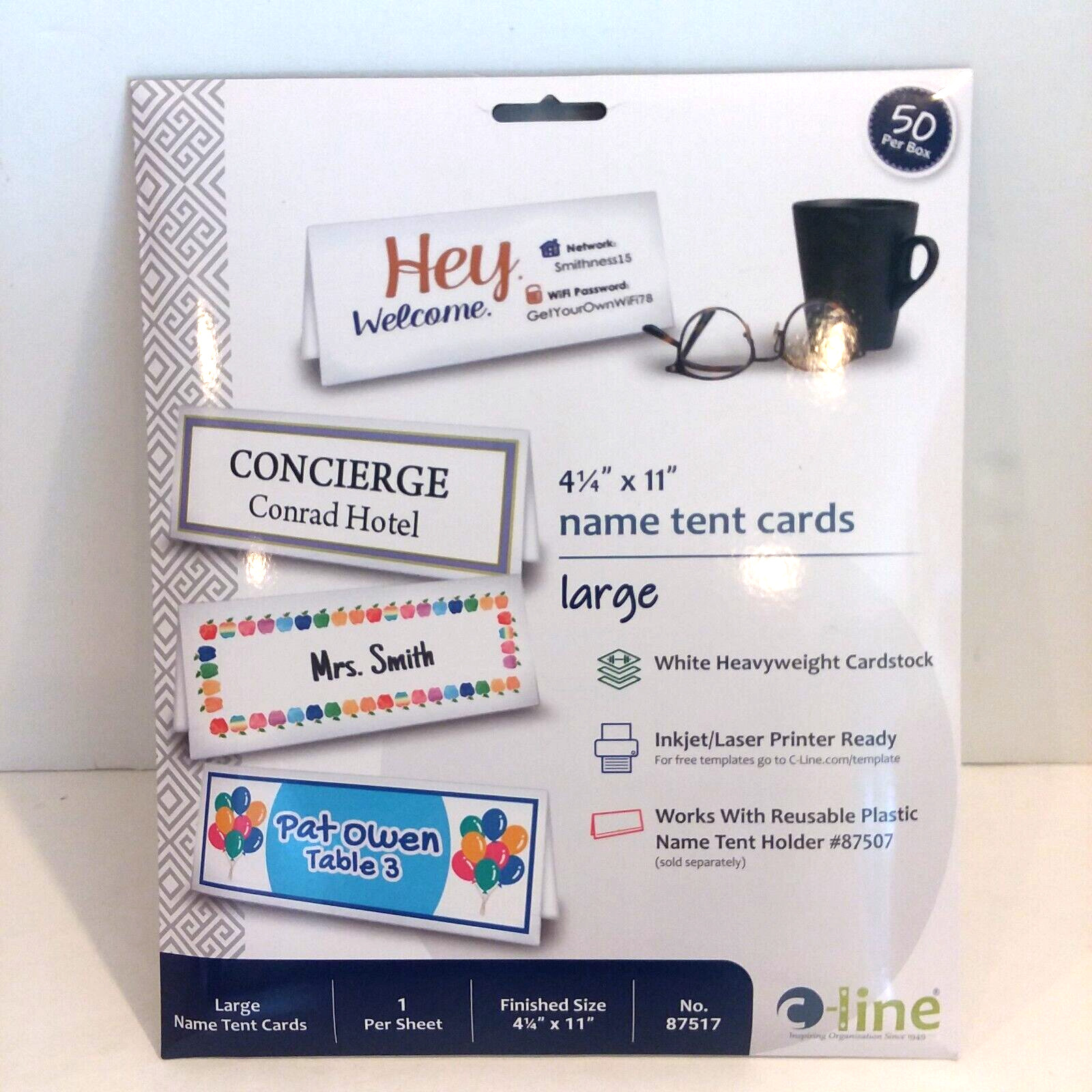 50 ct Large Name Tent Cards 4 1/4 x 11" White Heavyweight Cardstock Scored 87517