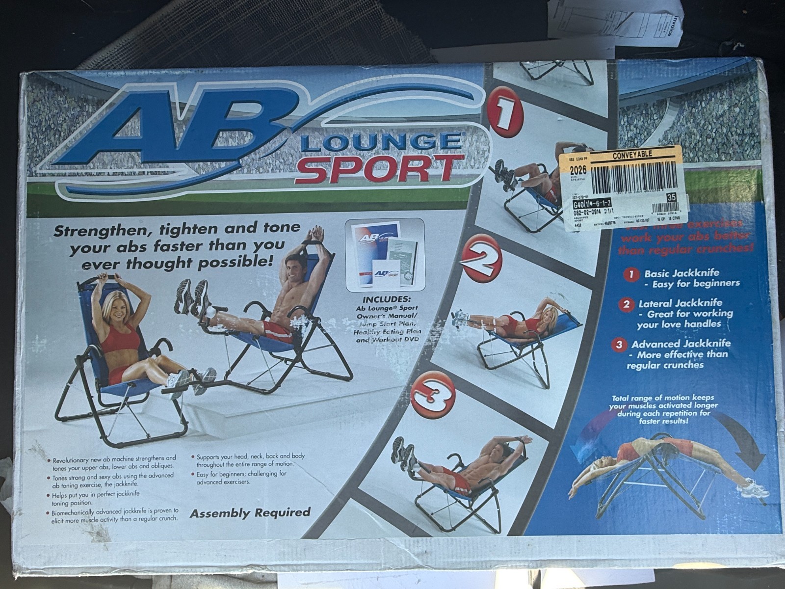 Ab Lounge Sport NIB Abdominal Core Exerciser Fitness Quest Back Decompression