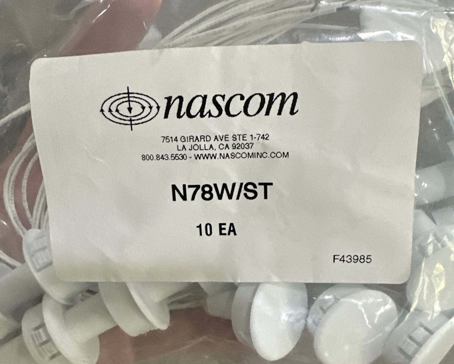 10-Pack Nascom N78W/ST 1" Recessed Door Contact, White