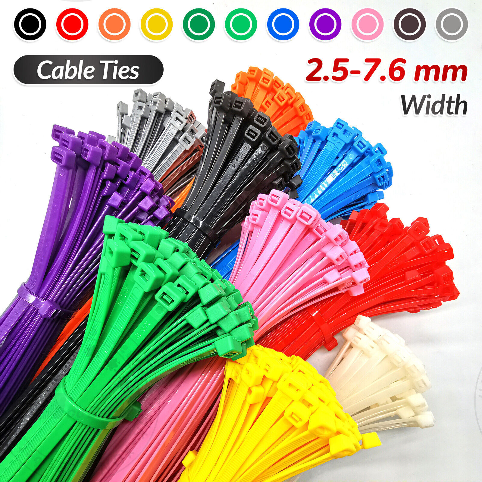 Cable Ties Heavy Duty Long and Wide Extra Large Zip Ties Black and White wrap