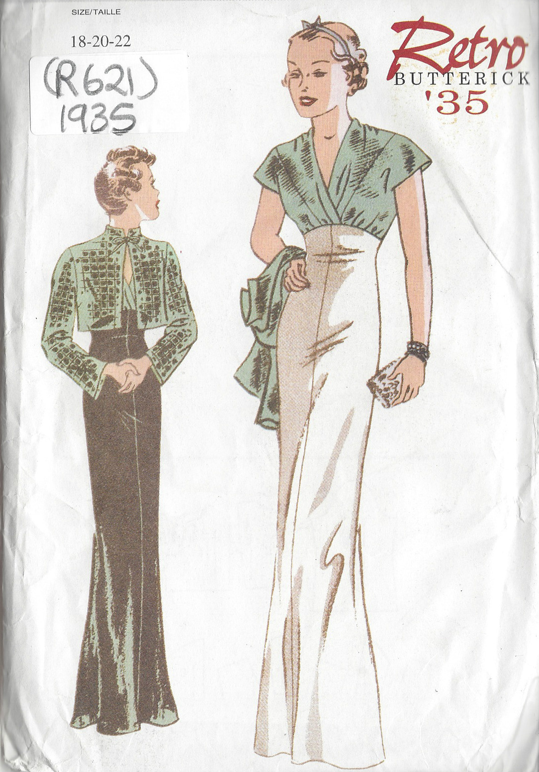 1935 Vintage Sewing Pattern DRESS & JACKET B40"-42"-44" (R621)