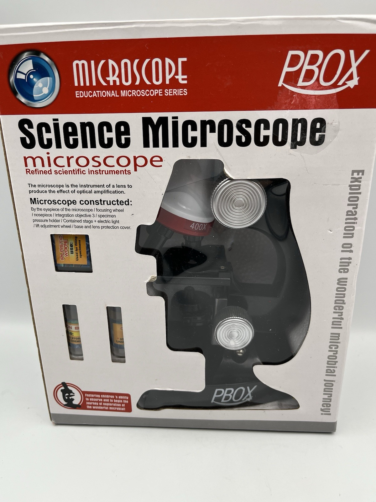 Science Microscope Educational Series 1200x 400x 100x Magnification