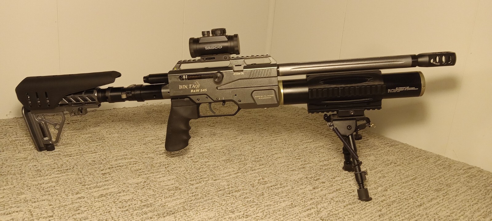 Bintac S45 Airgun - Tactical Rail, fit's factory 350cc tank - 150mm length