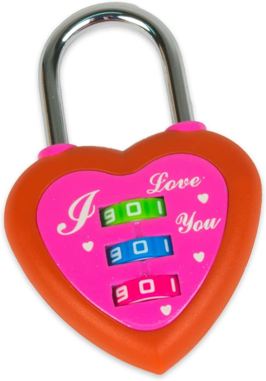 FJM Security SX-692 Heart Combination Padlock with the Words I Love You