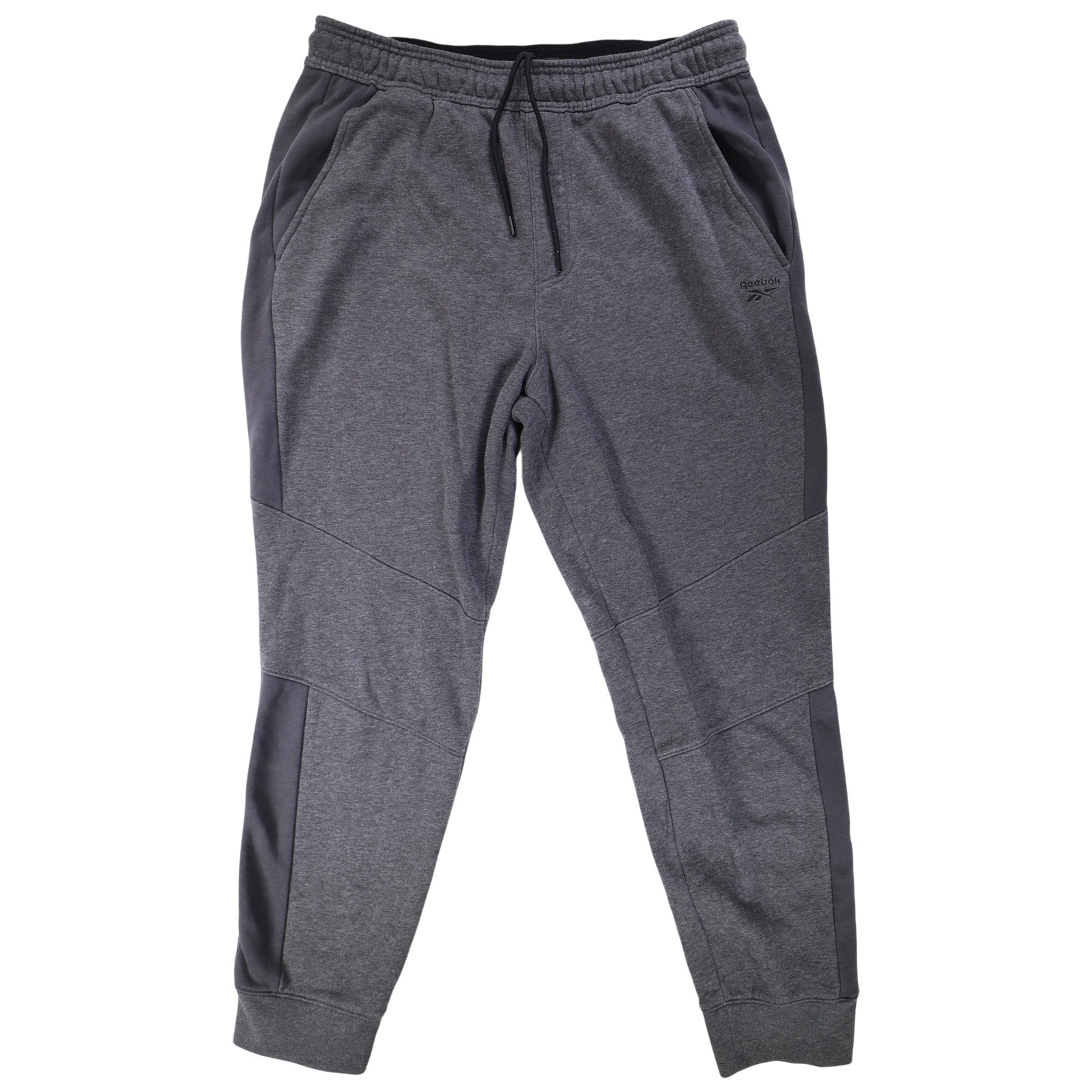 Reebok Mens Joggers Tracksuit Bottoms Fleece Size L Grey Static Cotton Blend