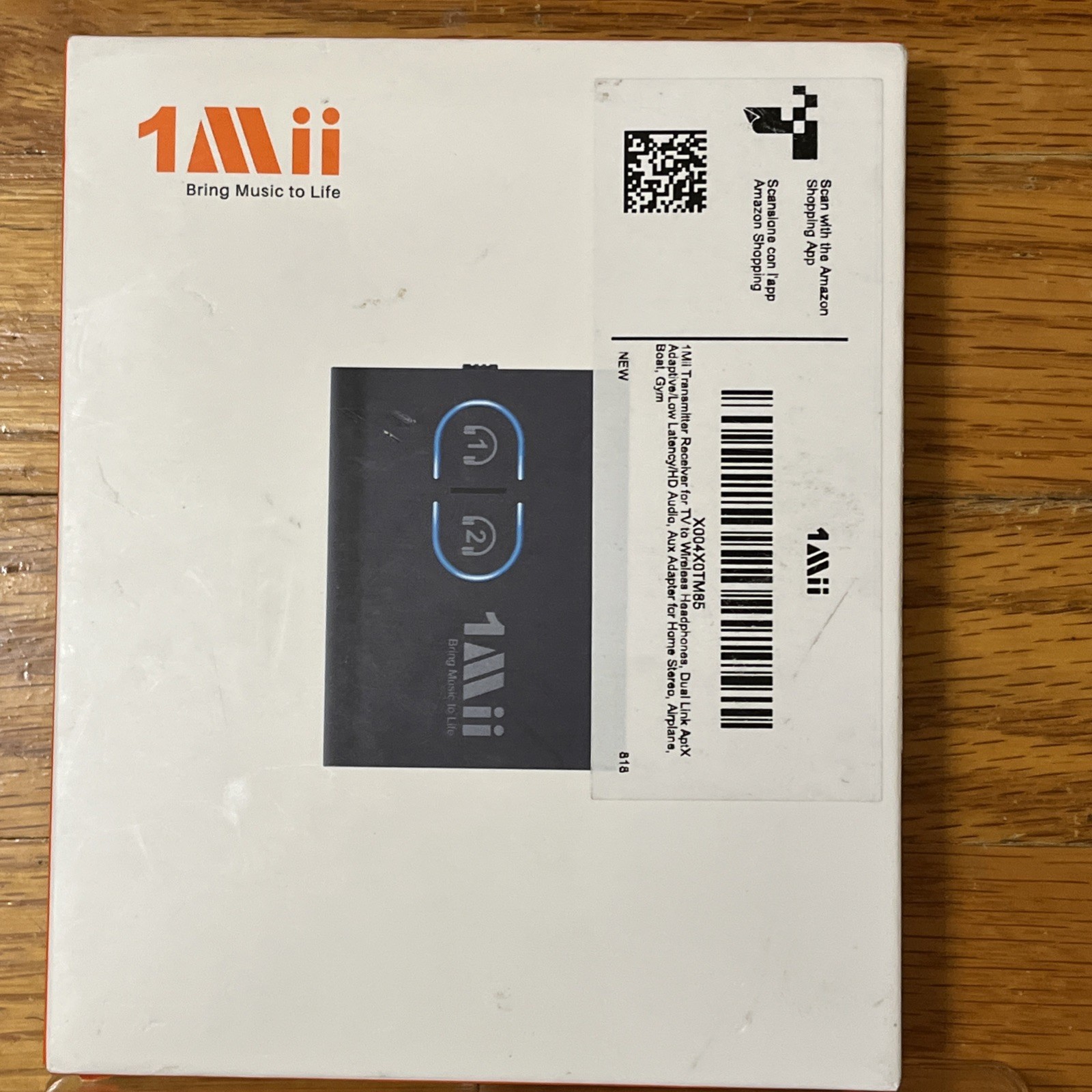 1Mii B0305 Wireless Transmitter Receiver 2-in-1 AUX USB-C RCA Black