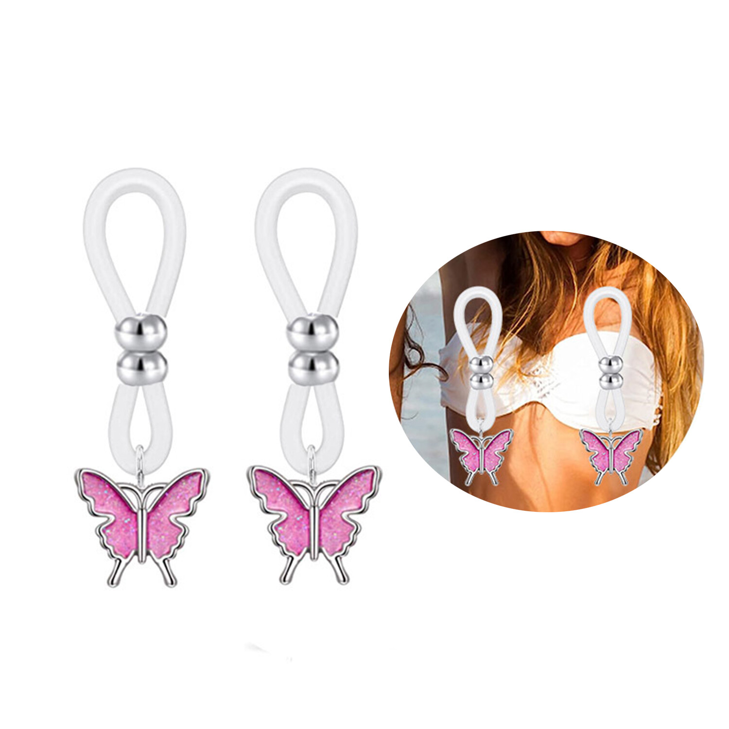 1Pcs Nipple Rings Fake Non-Piercing Steel Women Girls Fashion Body Jewelry