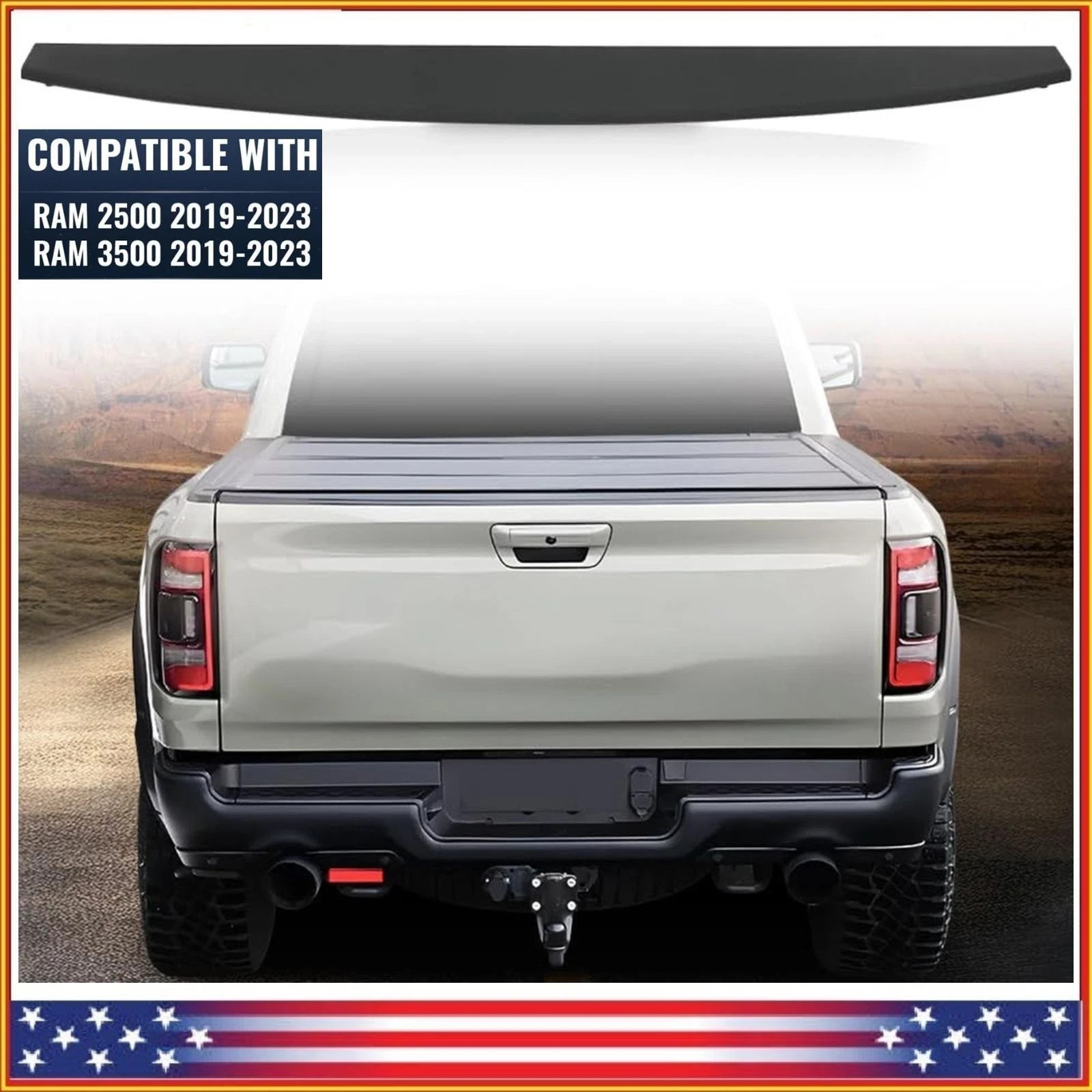 Black Tailgate Spoiler Cap Molding fit Dodge Ram 2500 3500 2019 2020 2021 - 2023