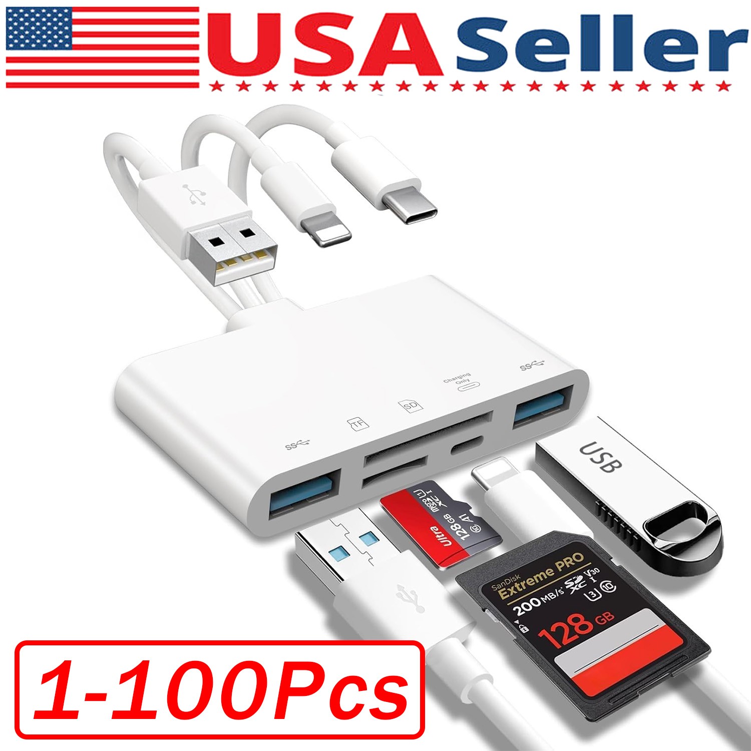 5 in 1 Memory Card Reader USB 3.0 OTG Adapter SD Card Reader For iPhone/iPad Lot