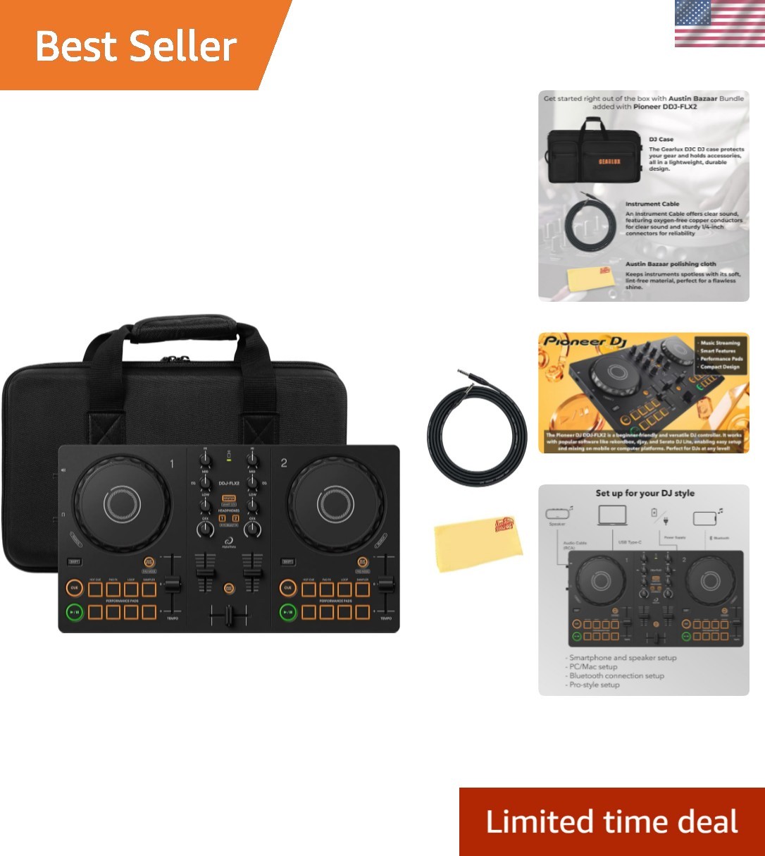 Portable Pioneer DJ DDJ- Controller & Accessories - Stream Music Effortlessly