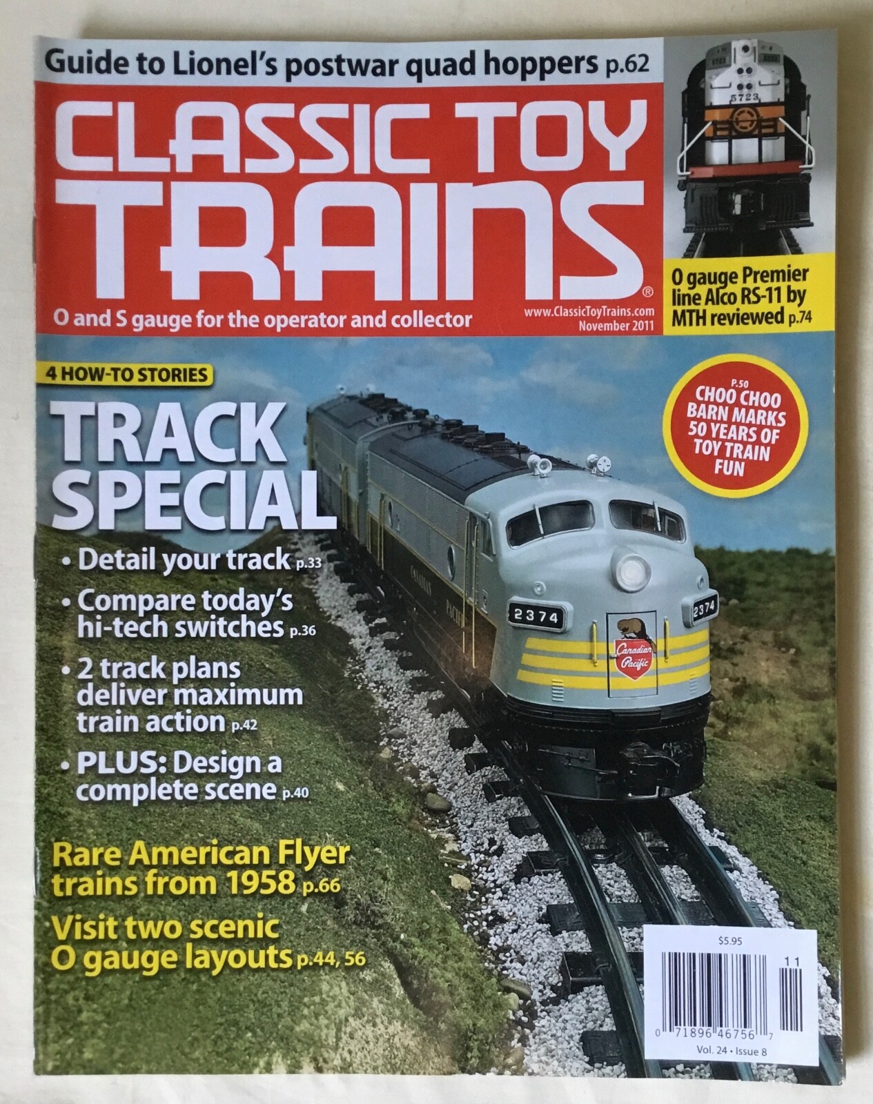 Classic Toy Trains magazine, November 2011, O & S gauge model railroad layouts