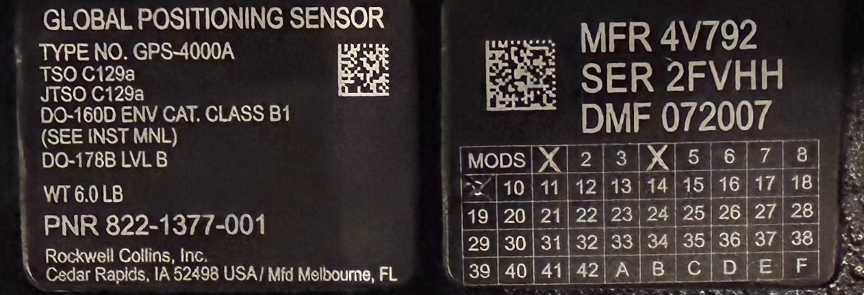 GPS GPS4000A 822-1377-001 Removed Working