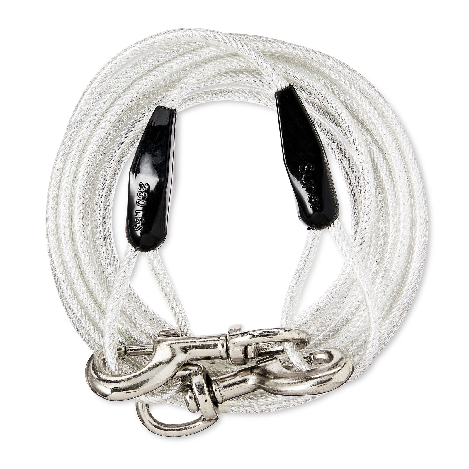 Reflective Vinyl-Covered Tie-Out for Dogs, Super, 25ft for Dogs up to 250Lbs