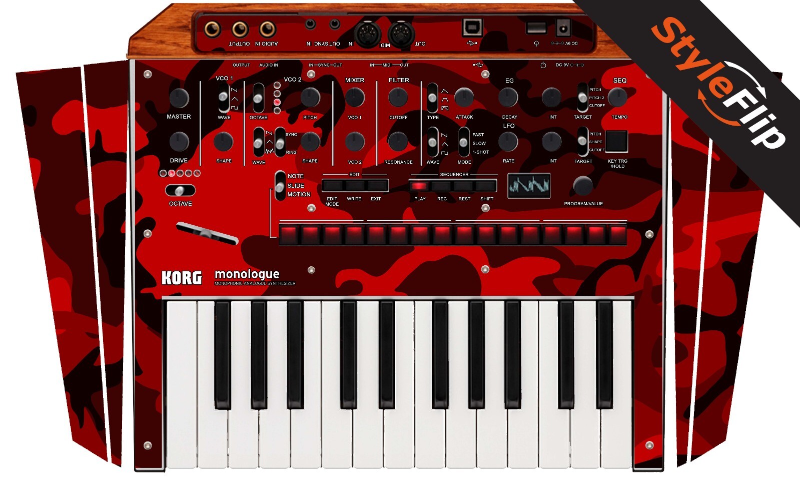 Korg Monologue Skin | Red Camo | Protective Decal | StyleFlip Skins