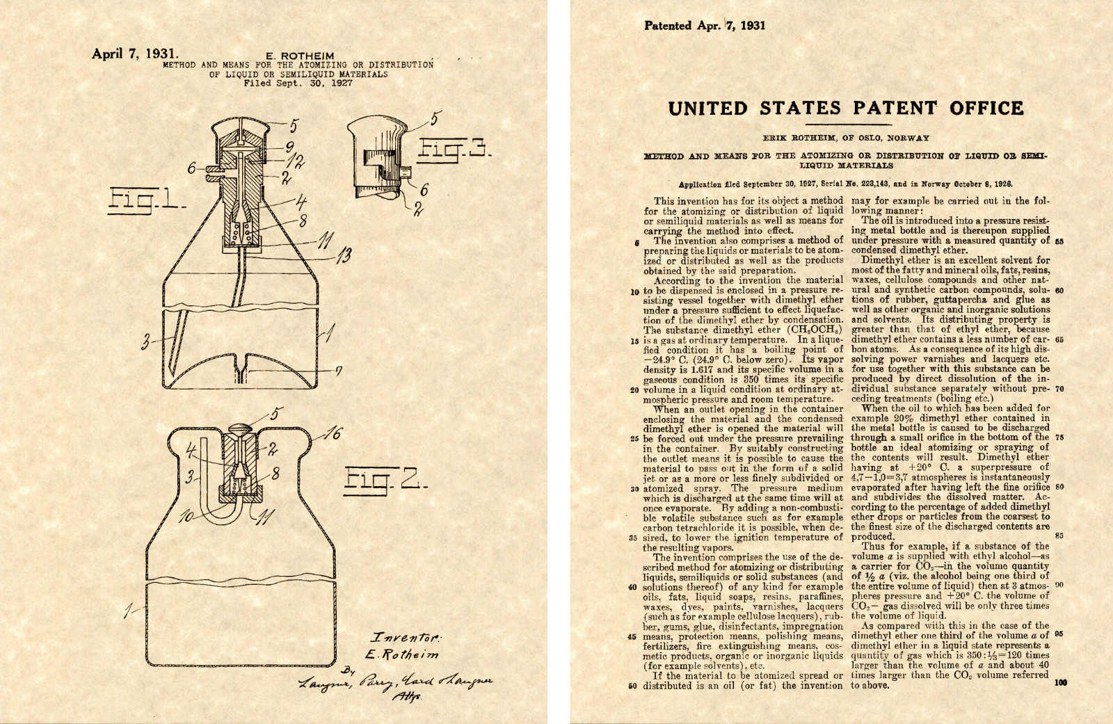 US PATENT for SPRAY PAINT CAN Vintage Art Print READY TO FRAME!!!! aerosol 1927