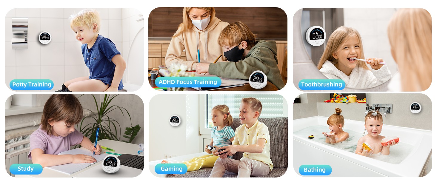 Waterproof Shower Countdown Timer: Large LED Display, ADHD Tool for Kids Adults,