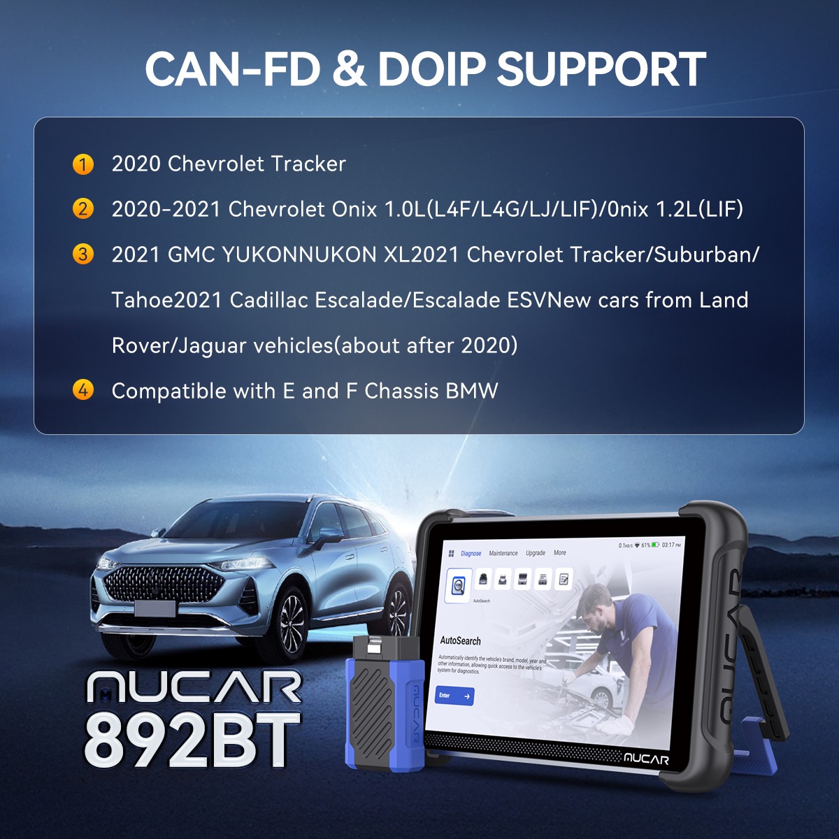 MUCAR 892BT OBD2 Scanner Key Programming Diagnostic Scanner LifeFree Update