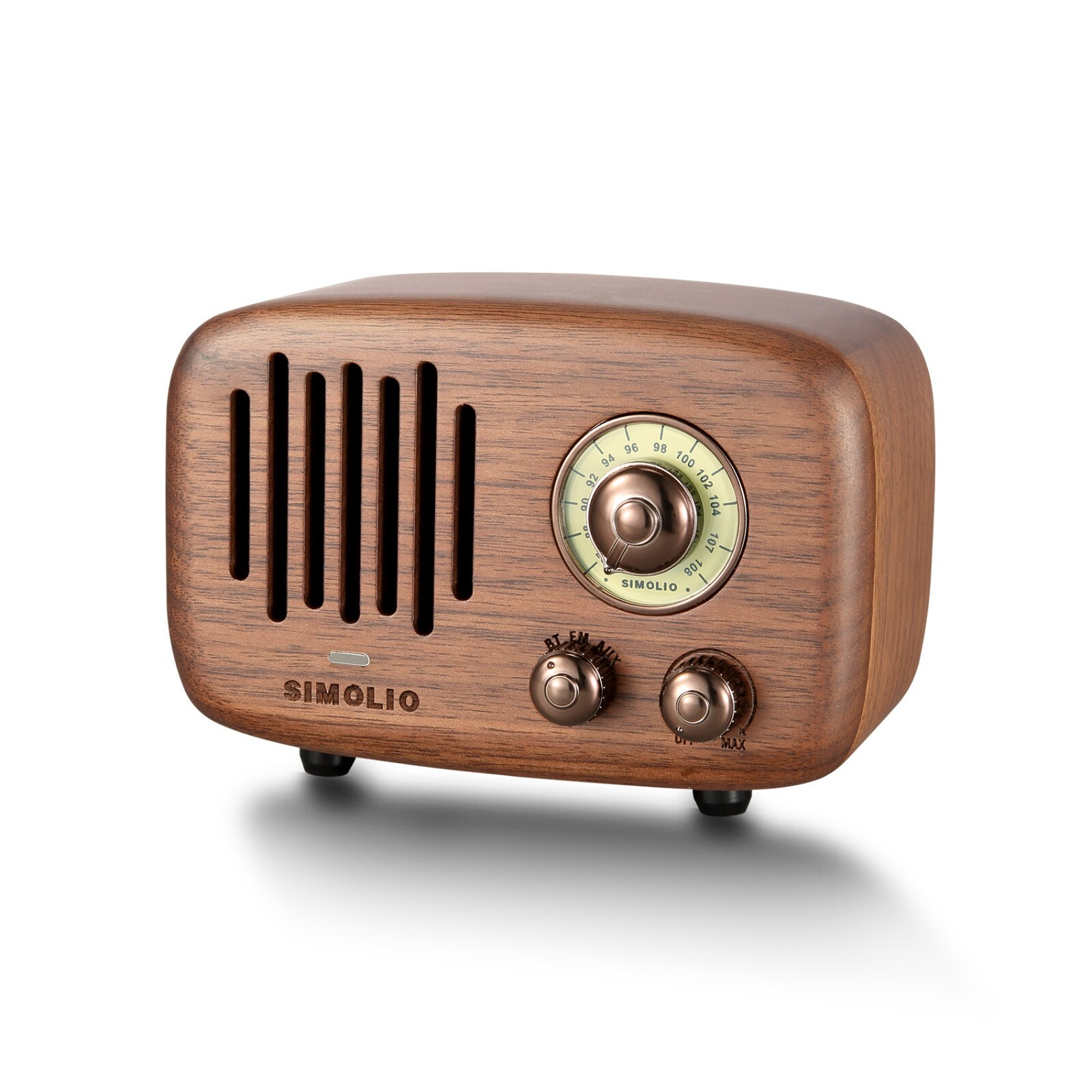 SIMOLIO  Bluetooth Speakers with FM & AUX,  Portable Bluetooth Wooden Speaker