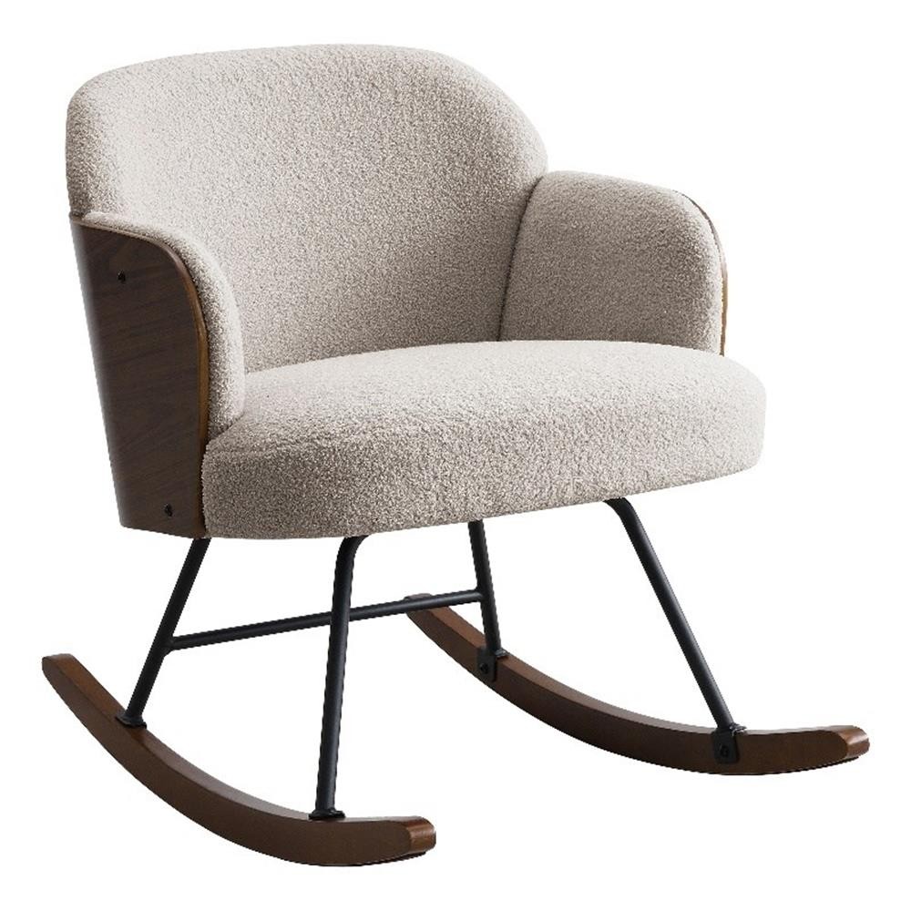 Paige Boucle Upholstered Mid Back Rocking Chair Beige