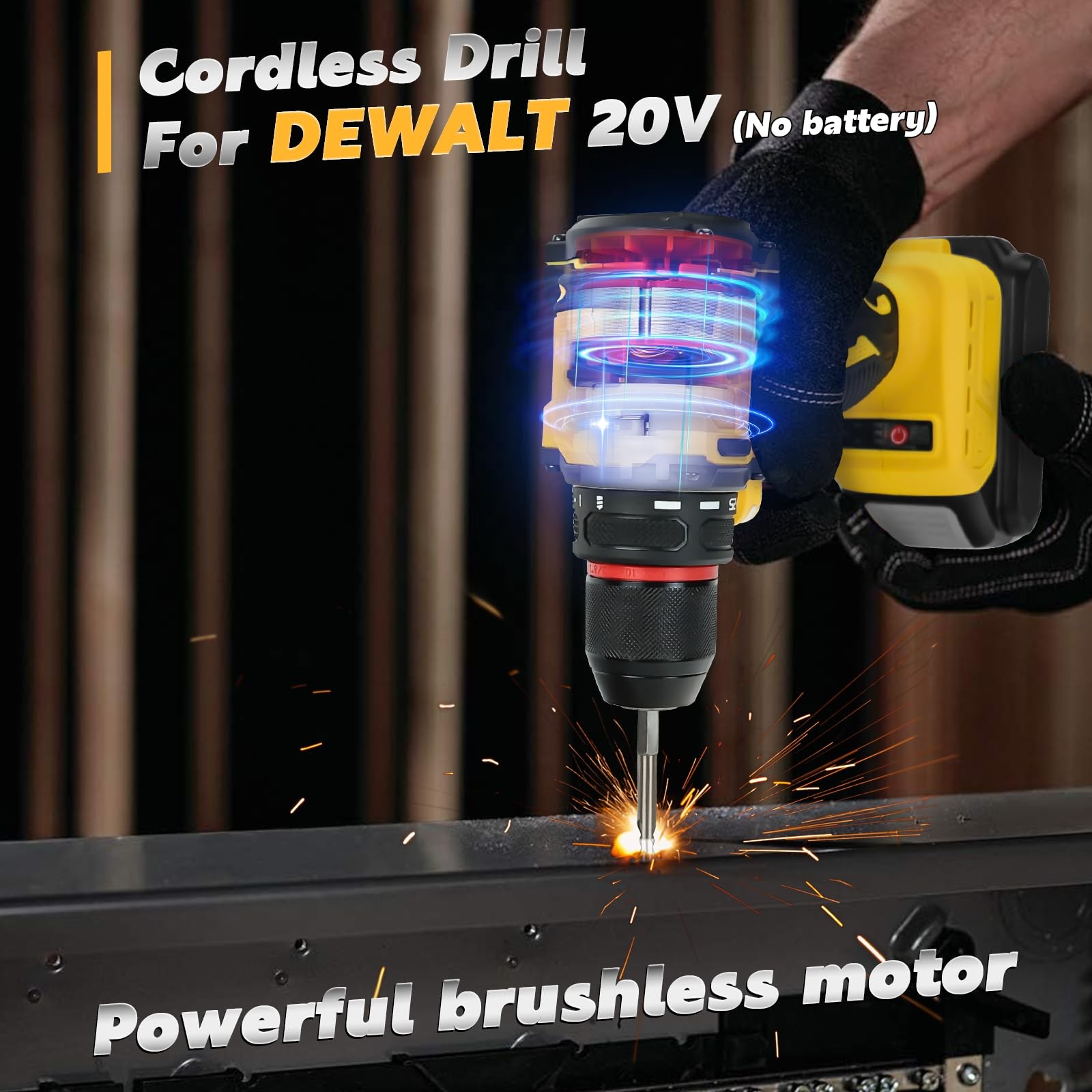 Cordless Drill Driver, Electric for Dewalt 20V Battery, Brushless...