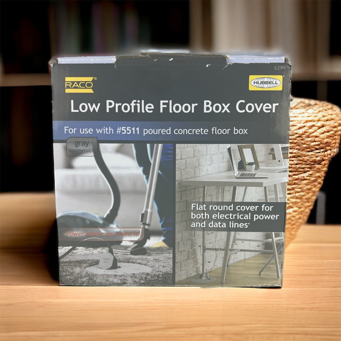 Low Profile Floor Electrical Box Gray Flush Duplex Non-Metallic #5511