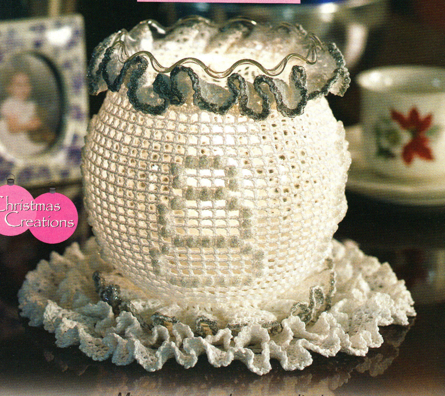 LOVELY Winter Candle Cover & Doily/Decor/Crochet Pattern INSTRUCTIONS ONLY