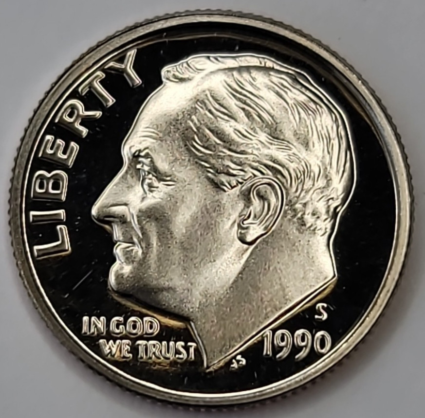 1990 S Gem Proof DCAM Roosevelt Dime CN-Clad
