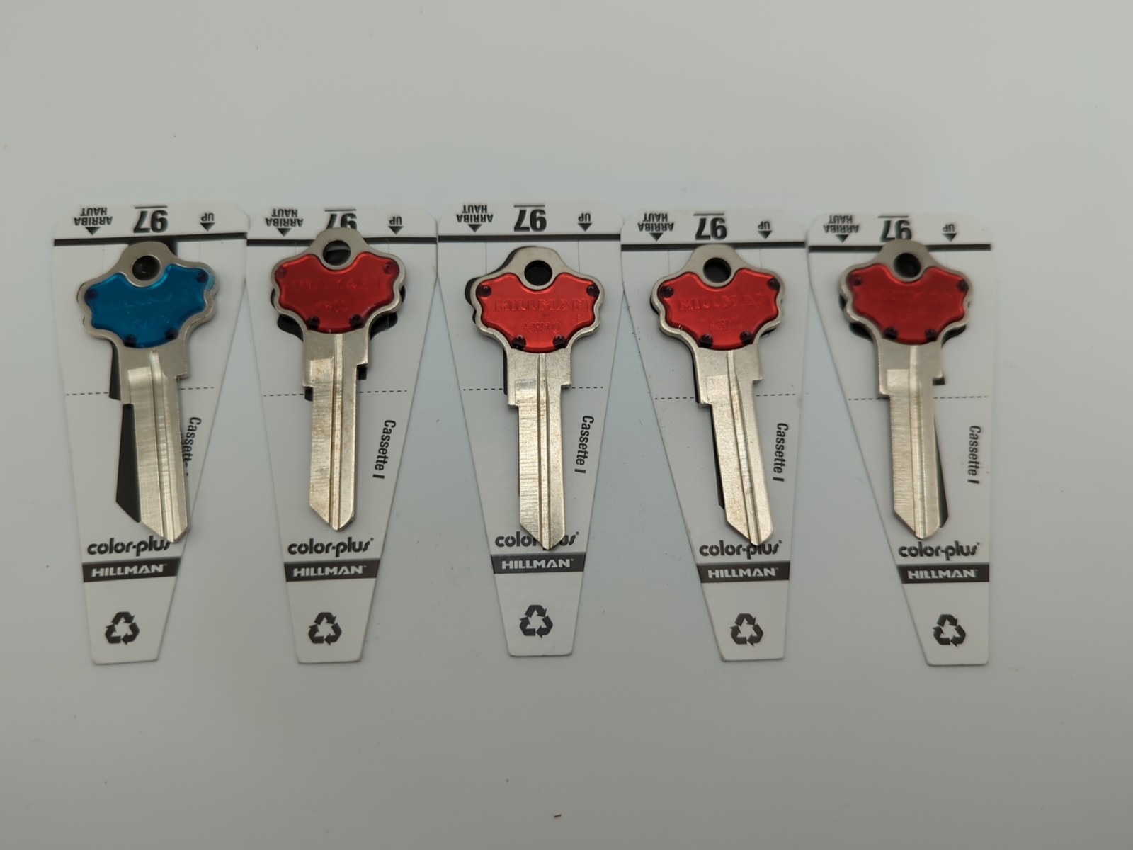 5 Hillman KW10 Key Blanks Lot 4 Red 1 Blue ColorPlus Kwikset Titan #97 House New