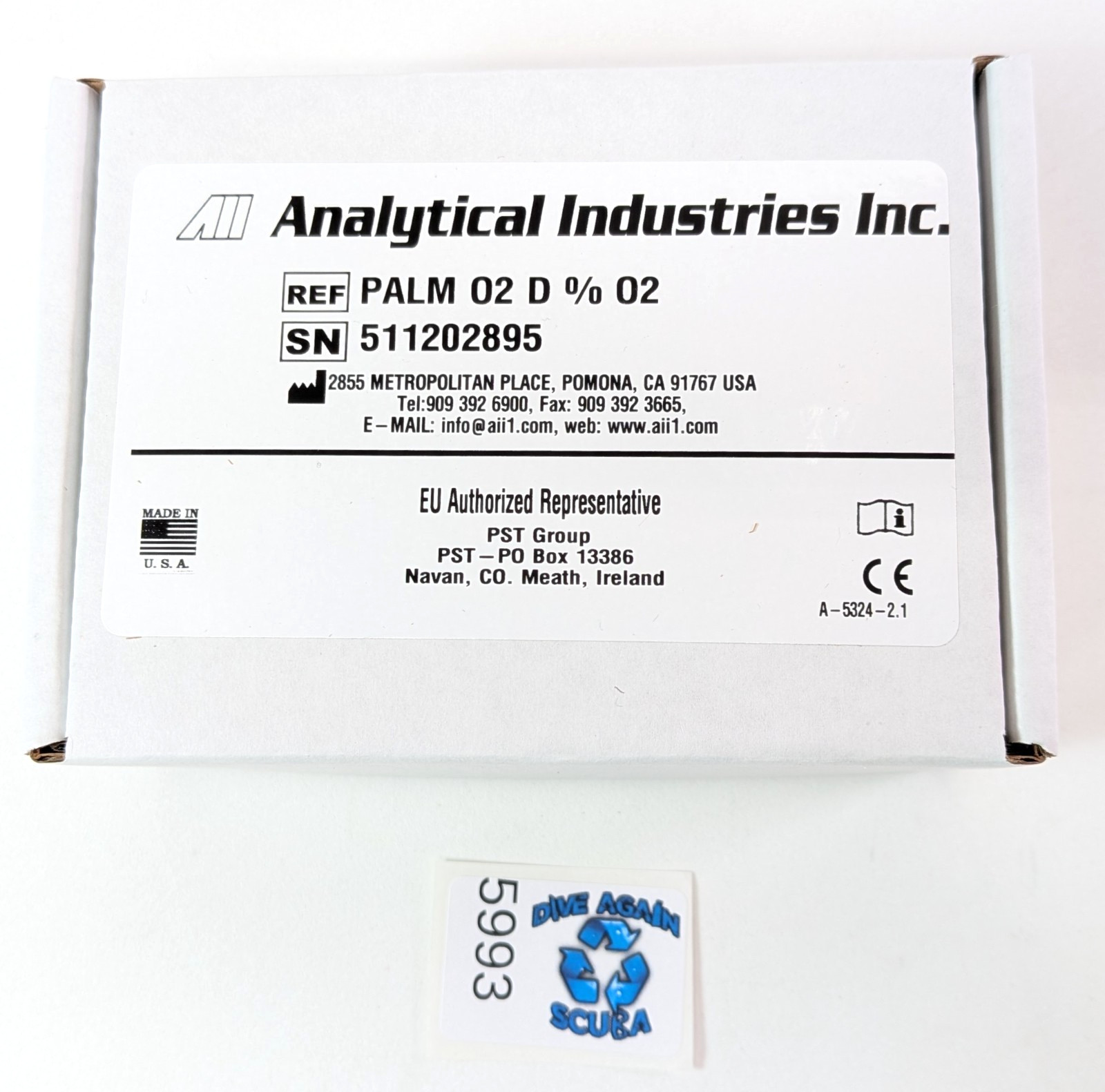 Analytical Industries Palm O2 Remote Handheld Oxygen / Nitrox Analyzer 0-100% 02