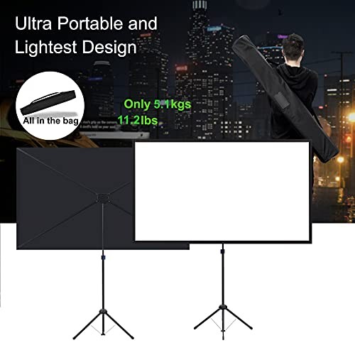 Projector Screen with Stand, 100 Inch Outdoor Projection Screen 16:9 100 inch