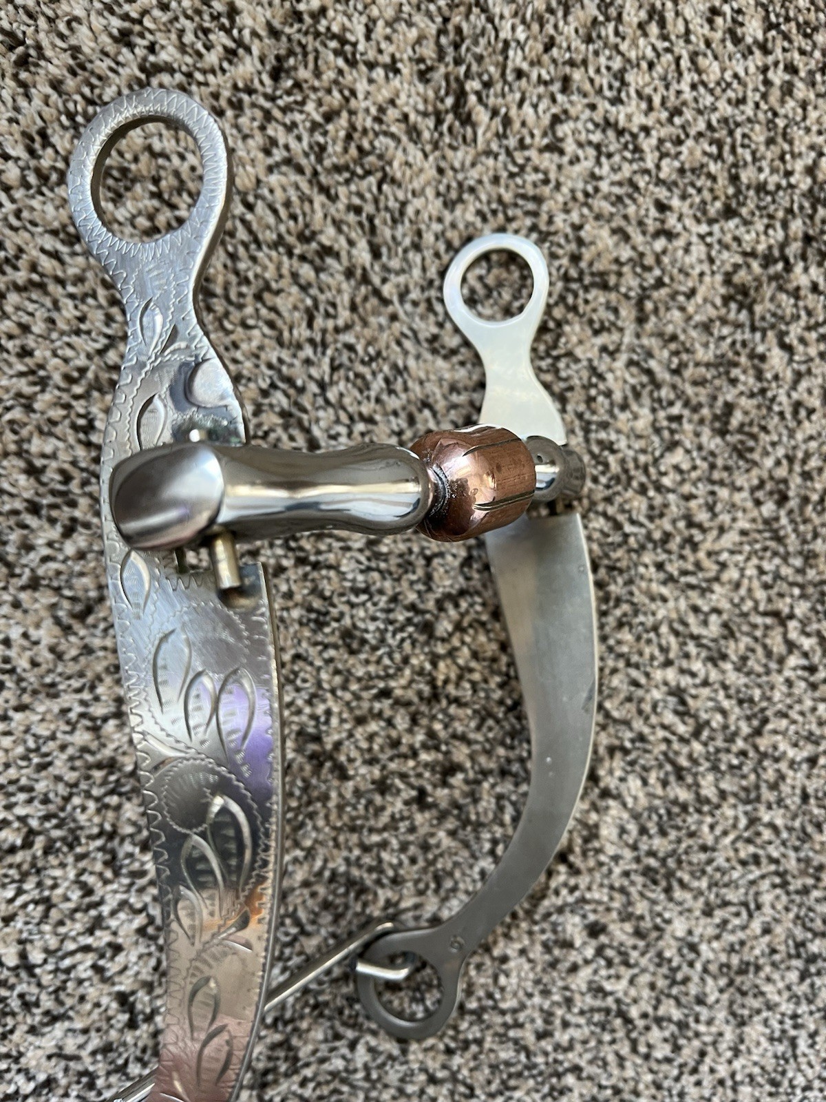 4.75" Western Engraved Shank Bit with Copper Roller 4 3/4" Show Straight Mullen