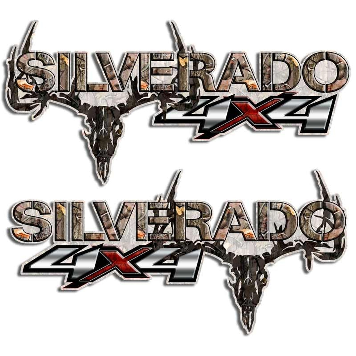 Silverado Truck 4x4 Camouflage Skull Hunting Decal Set