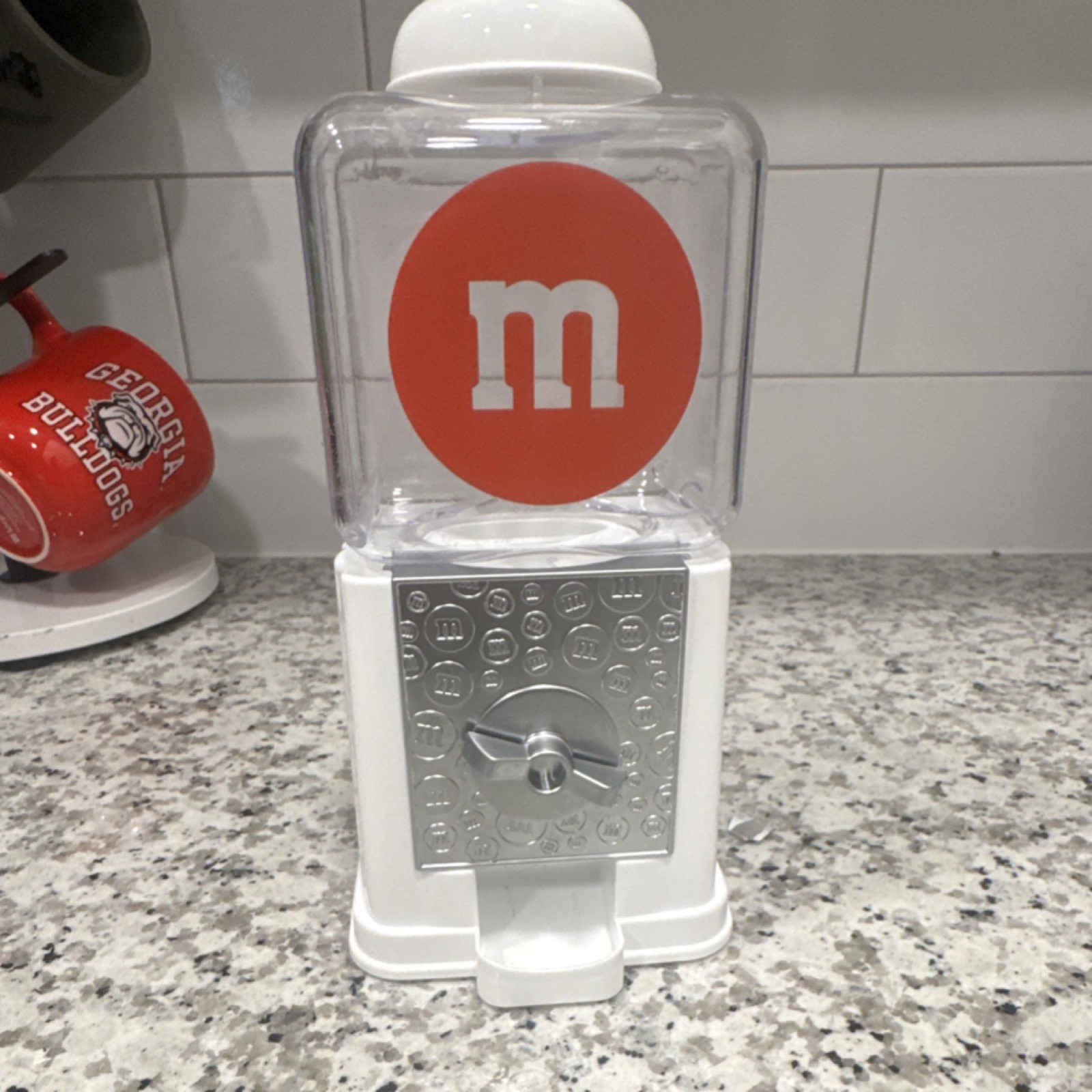 M&M's Candy Dispenser White Silver Red Collectible Advertising Machine