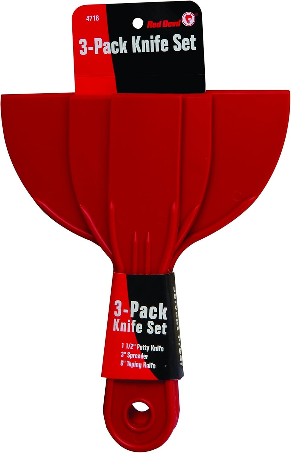 Red Devil 4718 3-Piece Plastic Putty Knife Set, Scraper Tool, Spackle & Paint, 1