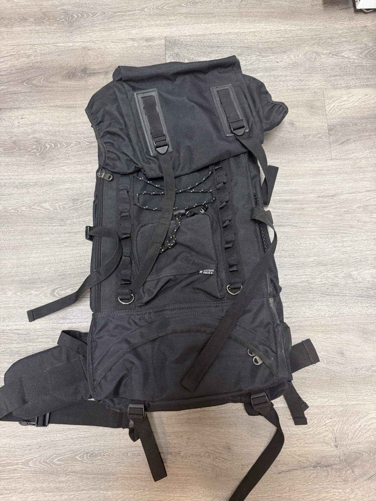 Western Pack Black Hiking Backpack Buckle Closure, Padded Straps & Hip Belt