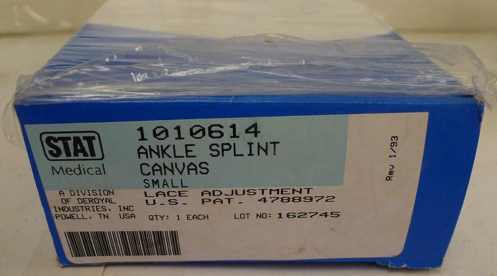 STAT Small Canvas Ankle Splint with Lace adjustment Medical 1010614