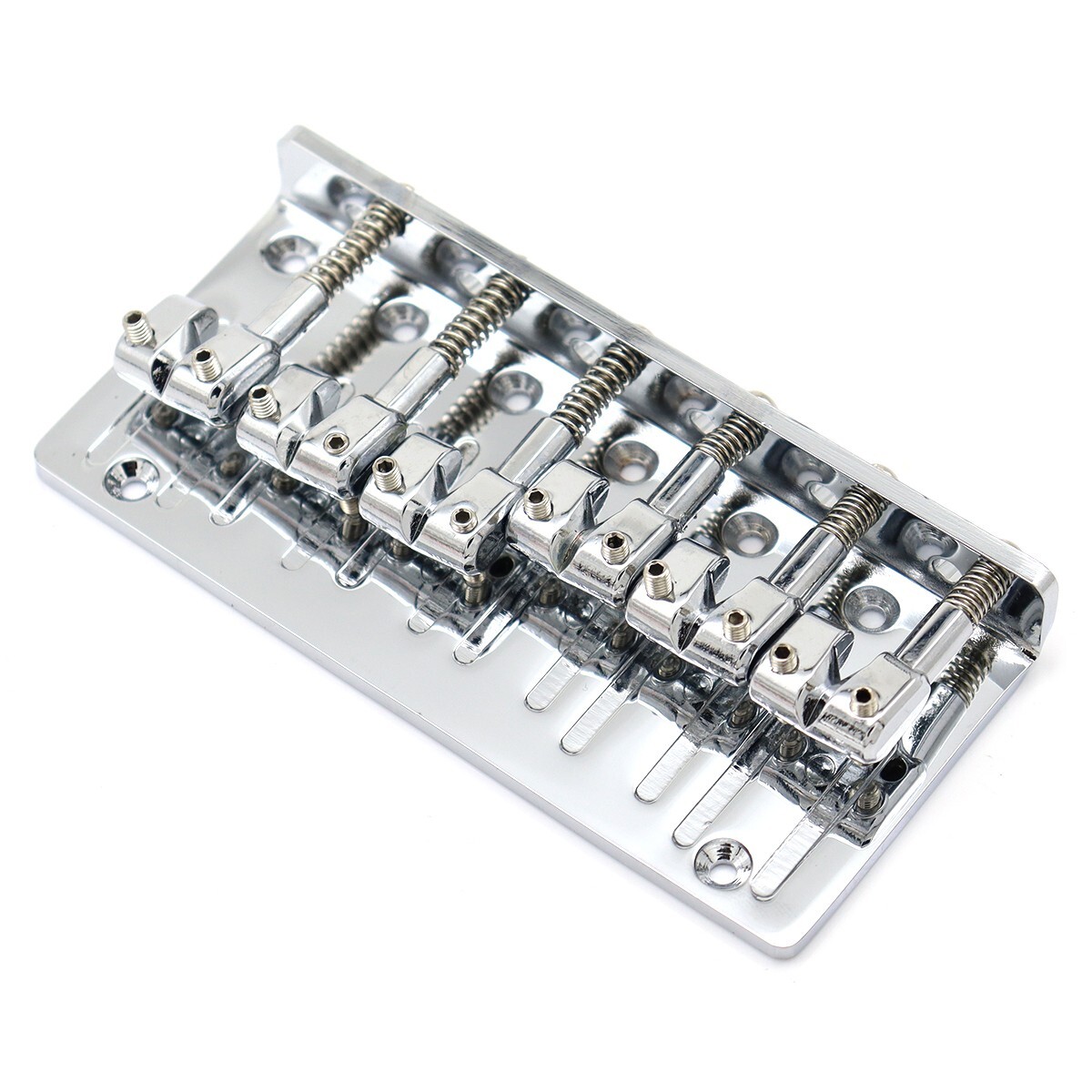 6String Metal Fixed Bass Bridge L-Shaped Saddle Bridge Top Load Tailpiece Silver