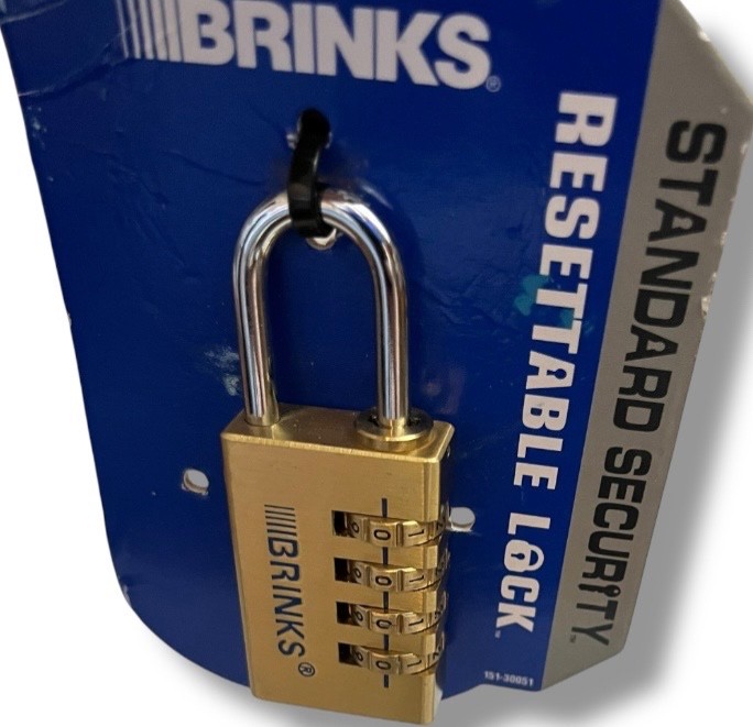 Padlock BRINKS Solid Brass 4-Dial Resettable Padlock Chrome Plated Combination