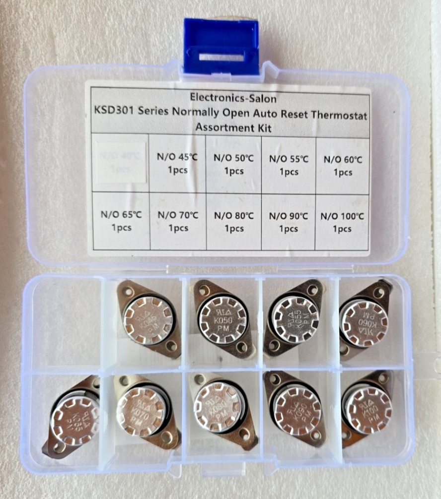 9pcs KSD301 Normally Open Thermostat Thermal Control Switch Assortment Kit