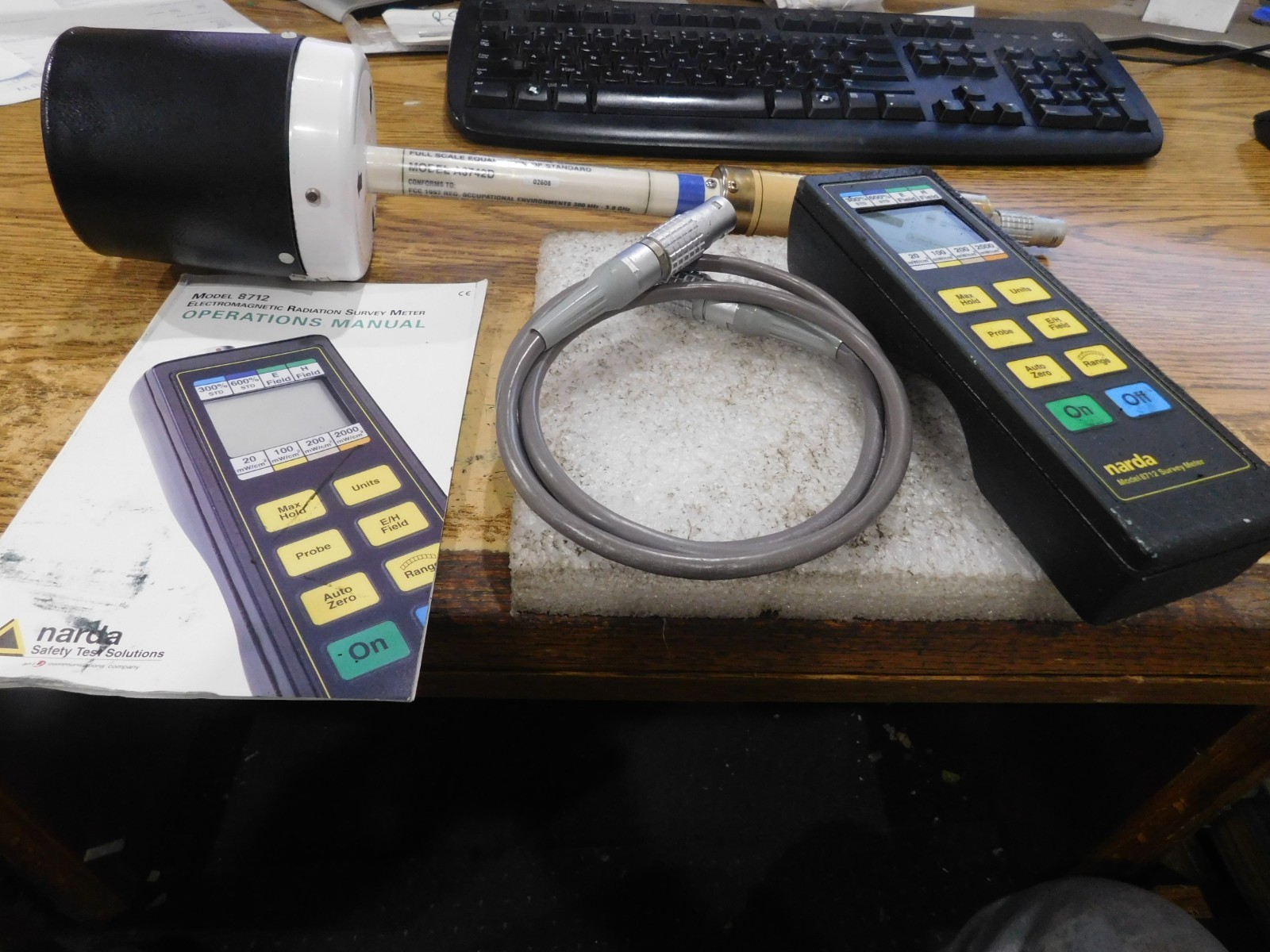 Narda Model A8742D Field Probe with Narda 8712 Survey Meter, Cable and Manual