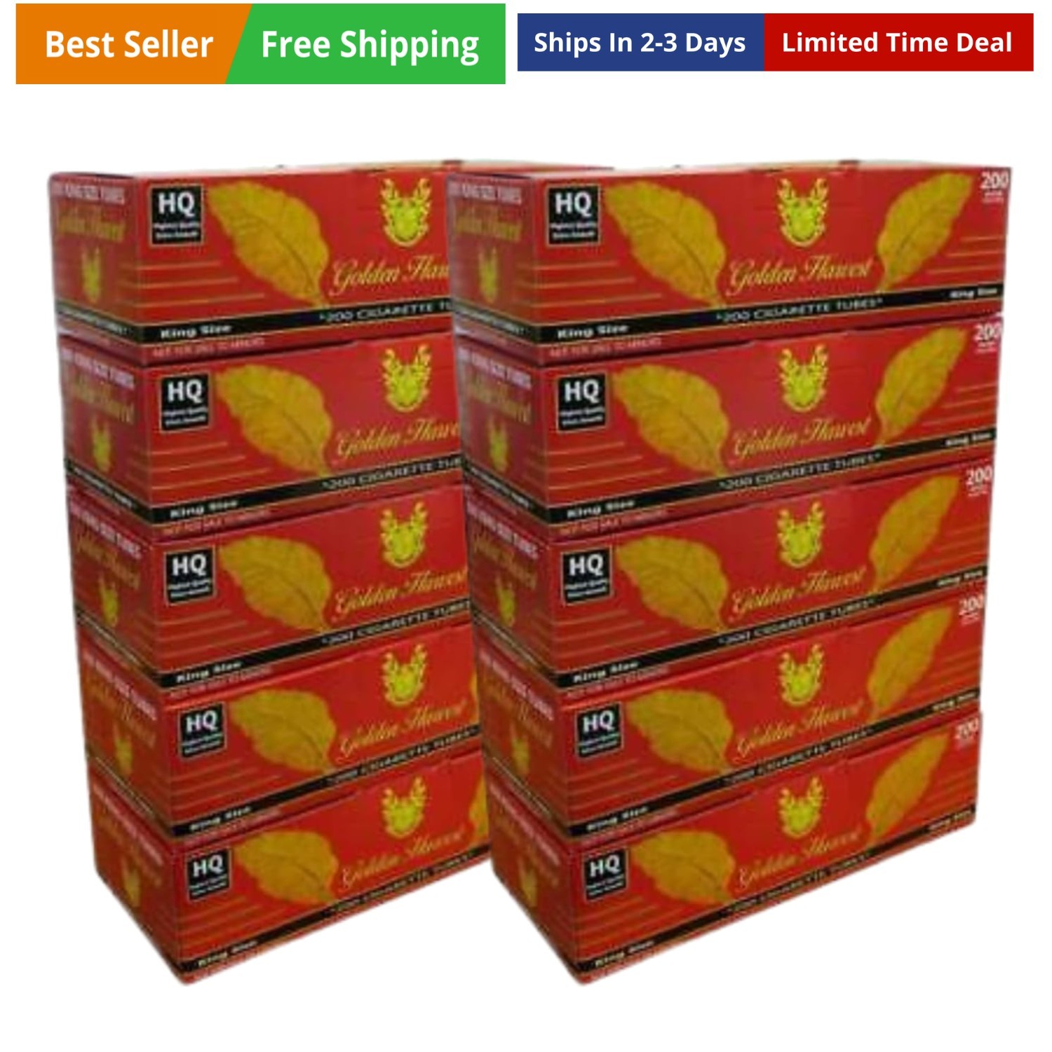 Regular Red King Size Cigarette Tubes 200 Count Per Box RYO 2000 Tubes Pack o...