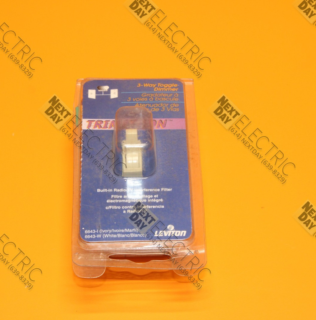 Leviton, Trimatron, 6643-I, 6B42, Ivory 3 Way Toggle Dimmer Switch 600w
