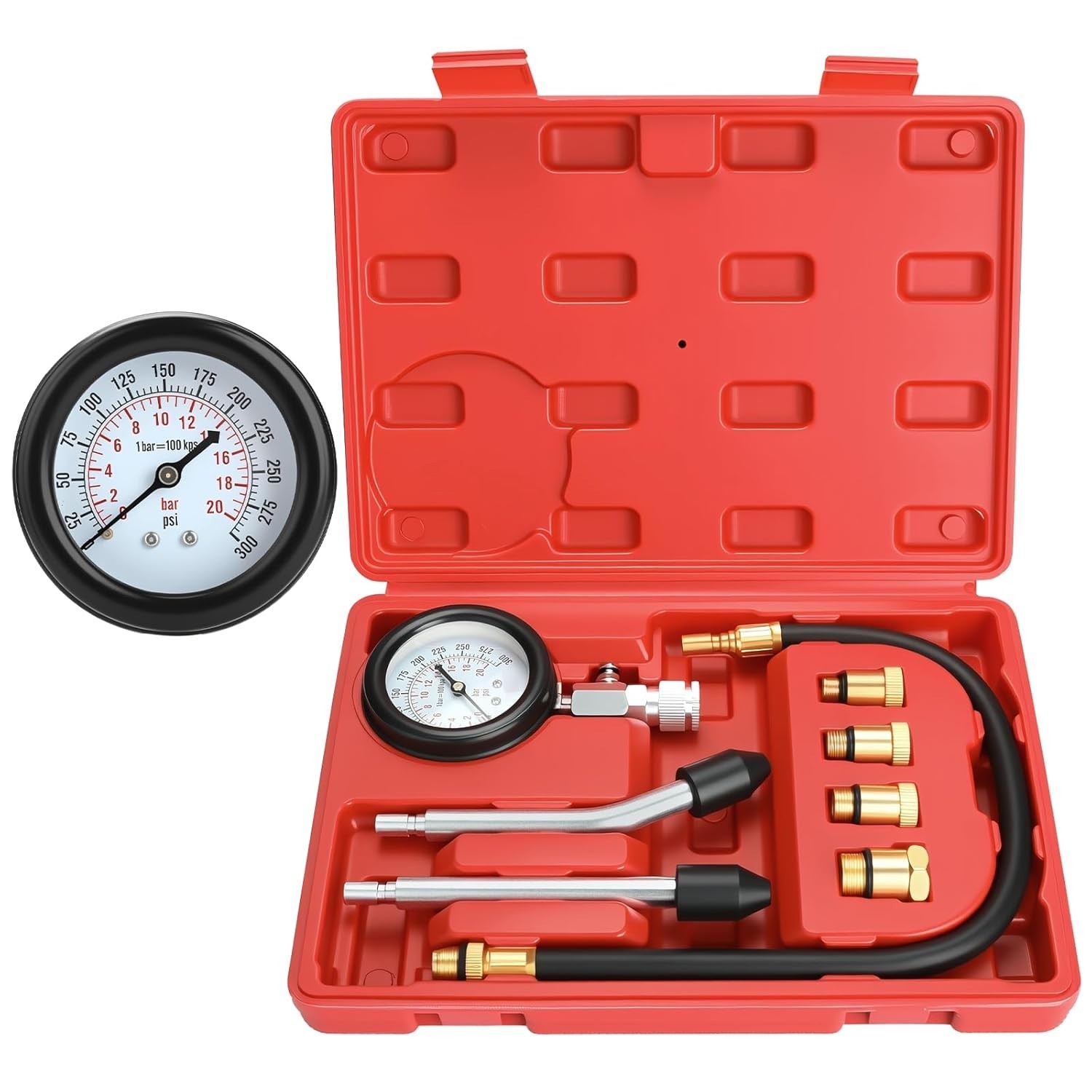 Versatile 8-Piece Petrol Engine Compression Tester Kit - Compact & Reliable