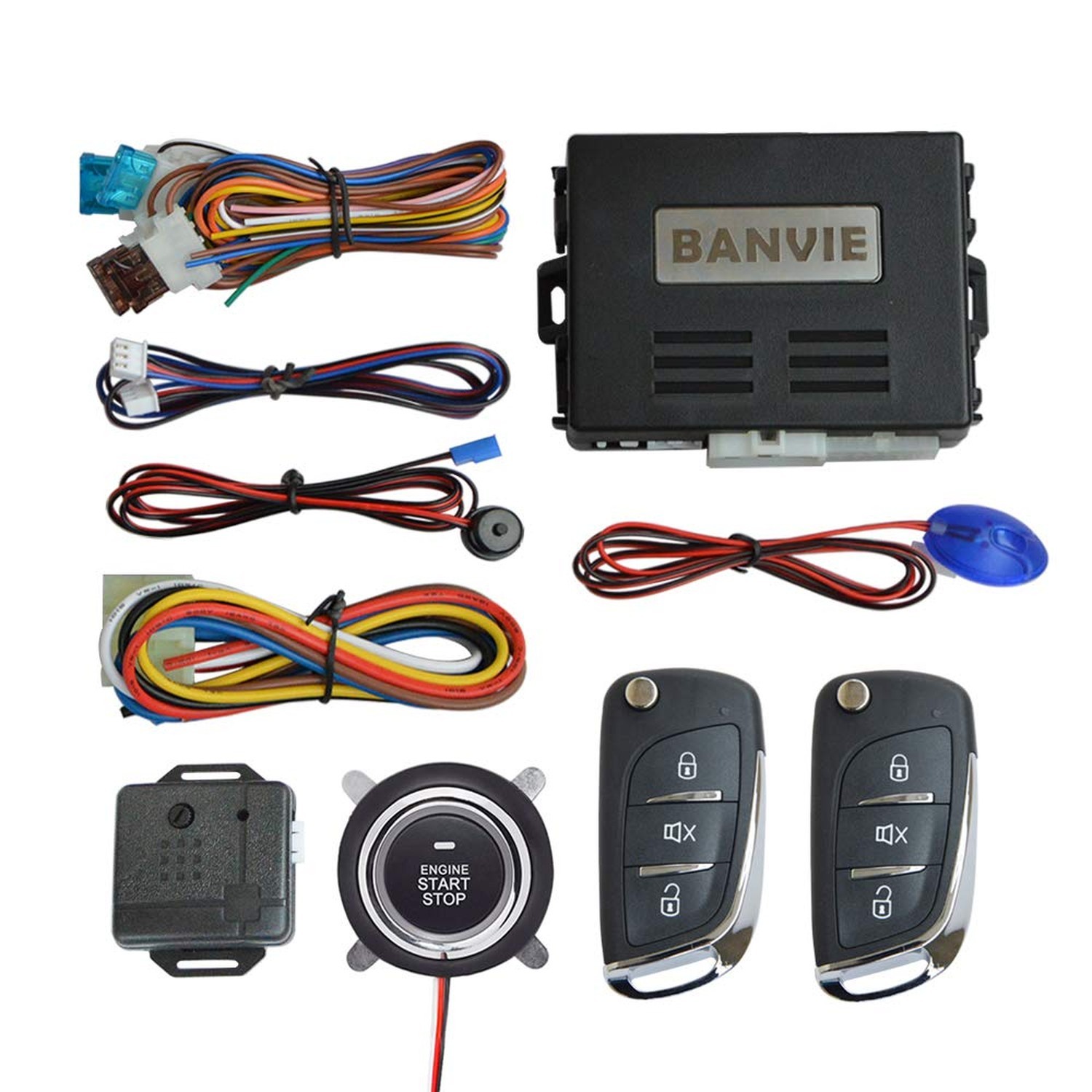 ① Car Keyless Entry Security Alarm System + ② Remote Engine Starter