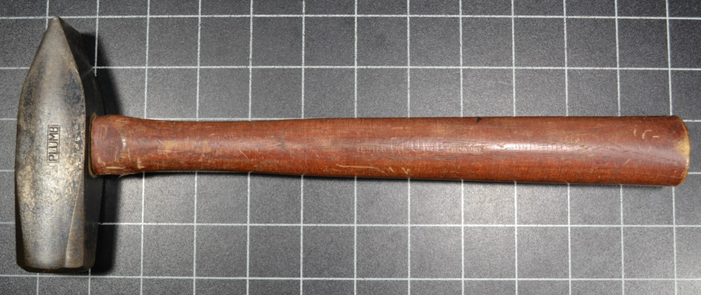 PLUMB - TINNERS' RIVETING HAMMER - #282 - ALL ORIGINAL WITH SCREW WEDGE