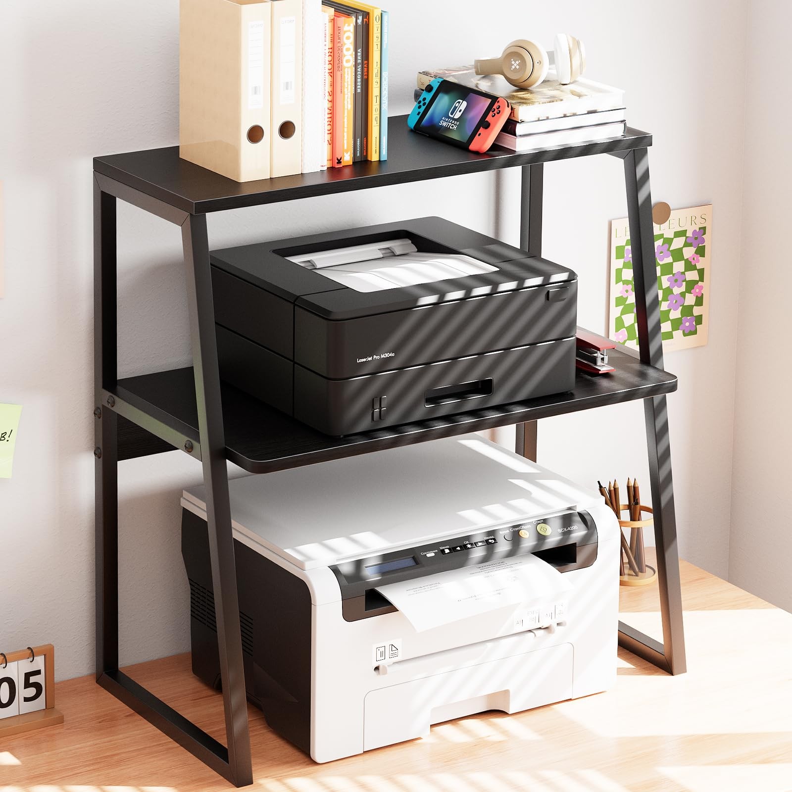 Printer Stand, Desktop Printer Shelf, 3 Tier Desk Shelf for top of Desk, Larg...
