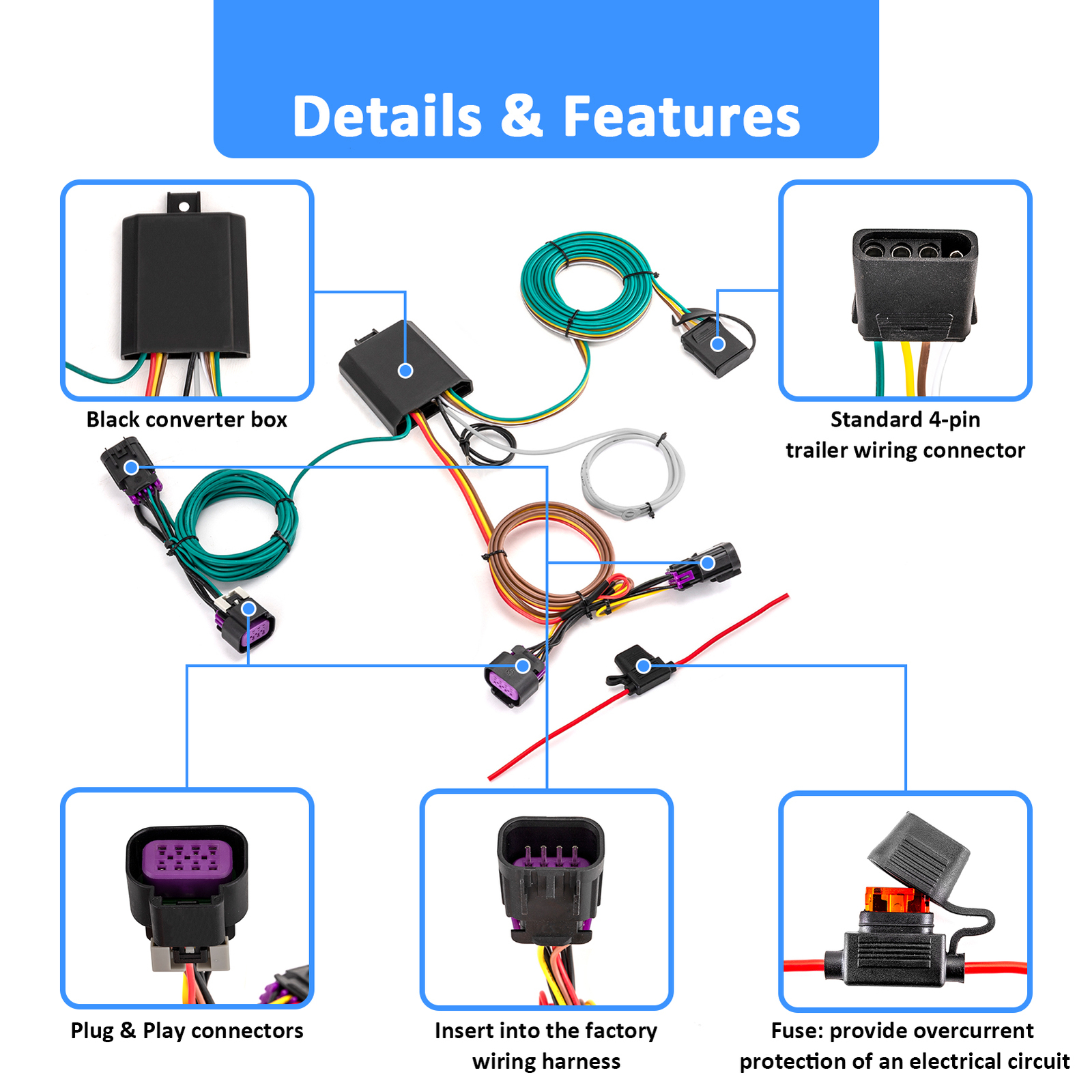 Trailer Tow Hitch Wiring Harness for Ram ProMaster 1500 2500 3500 2014-2023 2024